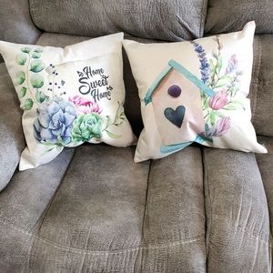 set of floral accent pillow COVERS 18"×18"